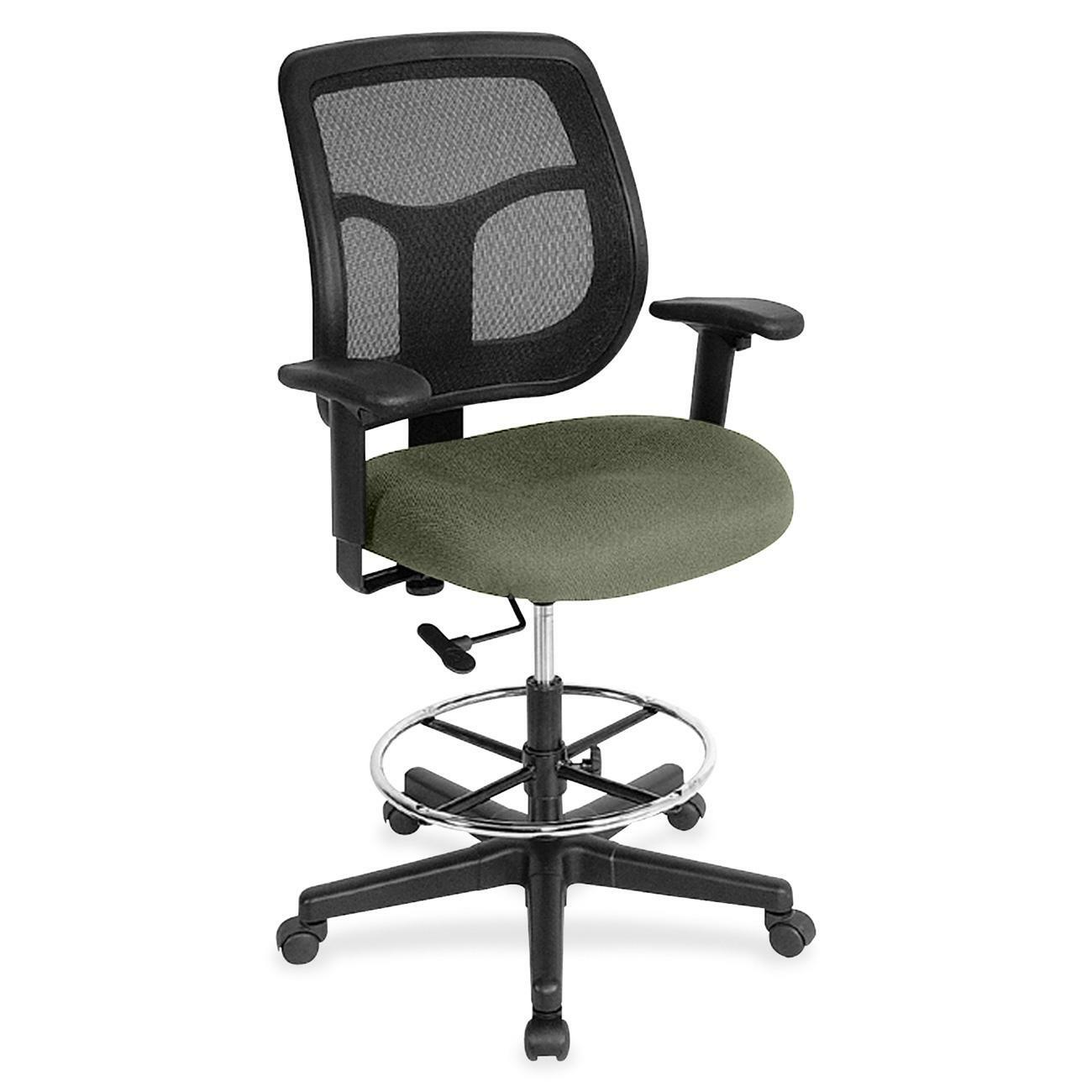 Eurotech Apollo DFT9800 Drafting Stool, Sage Fabric Seat, Mesh Back, 5-Star Base, Adjustable Height, 1 Each