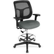 Eurotech Apollo DFT9800 Drafting Stool, Fog Fabric Seat, Mesh Back, 5-Star Base, Adjustable Arms and Back, Synchro Tilt, 1 Each