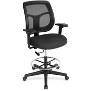 Eurotech Apollo DFT9800 Drafting Stool, Tuxedo Fabric Seat, Mesh Back, 5-Star Base, Adjustable Height, Black, 1 Each