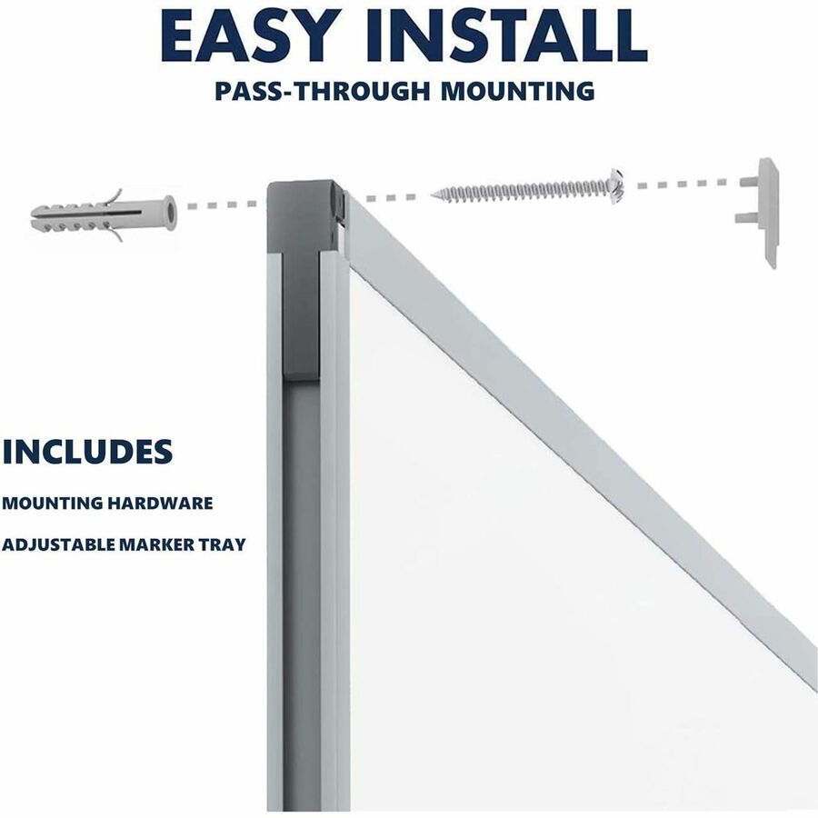 Mead Basic Dry-Erase Board - 72.6" (6.1 ft) Width x 48.6" (4.1 ft) Height - White Melamine Surface - Silver Aluminum Frame - Durable, Marker Tray - 1 Each
