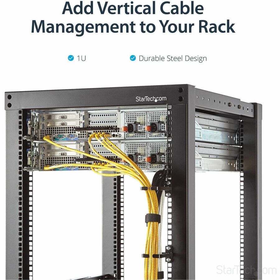 StarTech.com 1U Vertical Server Rack Cable Management D-Ring Hook - 2.2x3.9in (5.7x10cm)