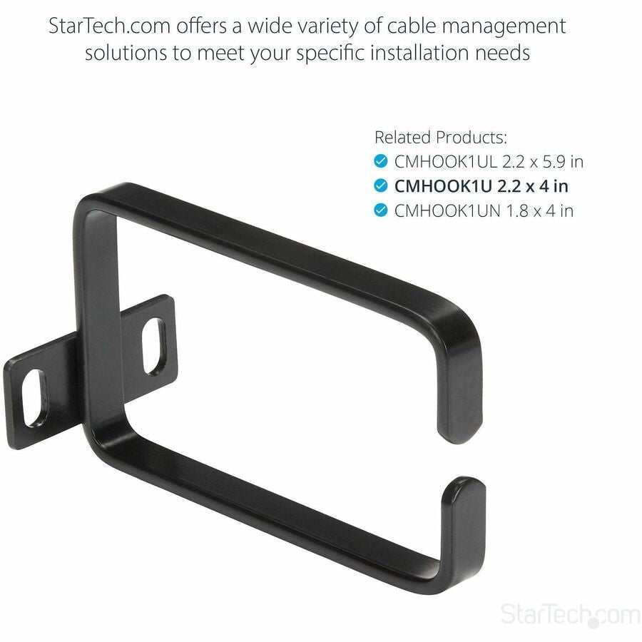 StarTech.com 1U Vertical Server Rack Cable Management D-Ring Hook - 2.2x3.9in (5.7x10cm)