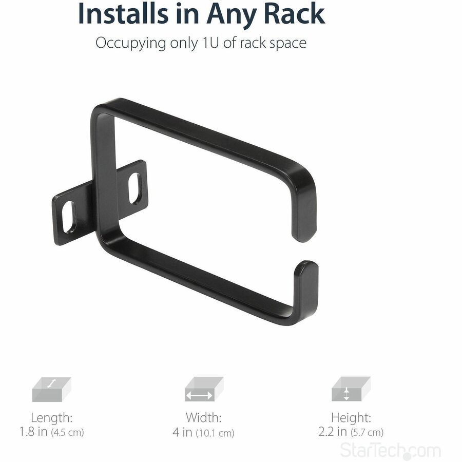 StarTech.com 1U Vertical Server Rack Cable Management D-Ring Hook - 2.2x3.9in (5.7x10cm)