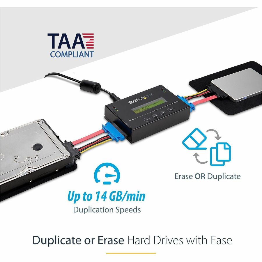 StarTech.com Standalone 2.5 / 3.5" SATA Hard Drive Duplicator and Eraser