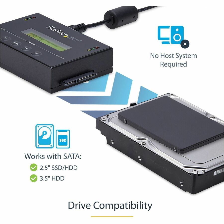StarTech.com Standalone 2.5 / 3.5" SATA Hard Drive Duplicator and Eraser