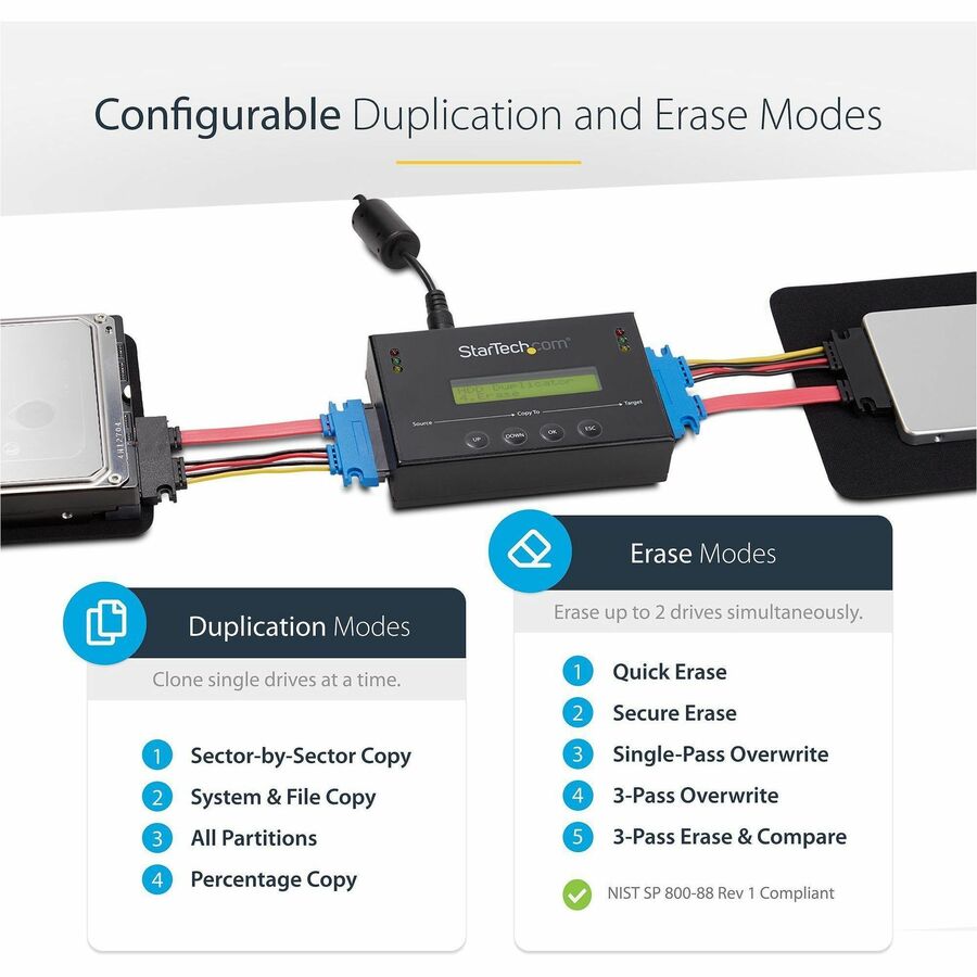 StarTech.com Standalone 2.5 / 3.5" SATA Hard Drive Duplicator and Eraser