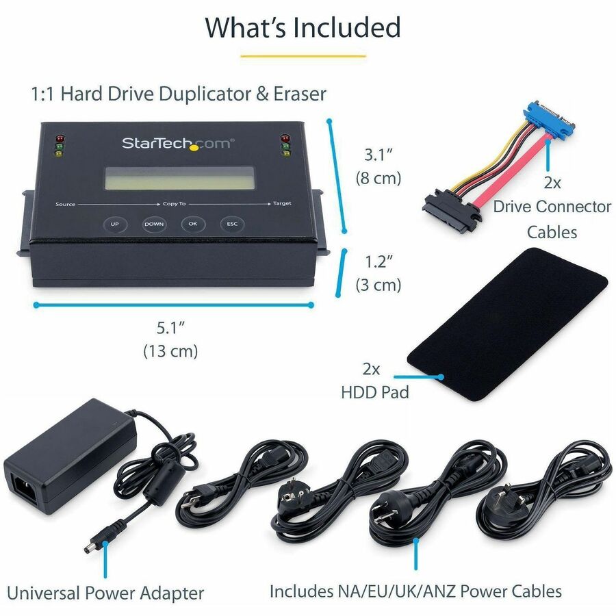 StarTech.com Standalone 2.5 / 3.5" SATA Hard Drive Duplicator and Eraser