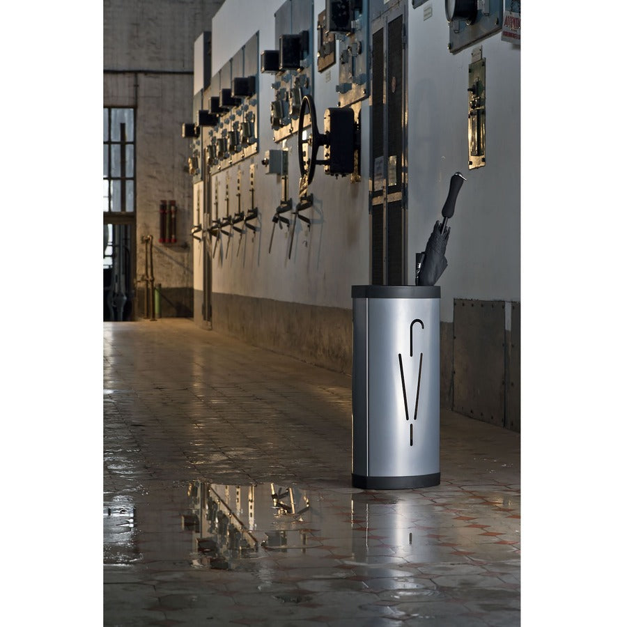 Alba Large Triangular Umbrella Stand - 25.4" Height x 6.1" Width x 13" Depth - Steel, ABS Plastic - Black, Gray - 1 Each
