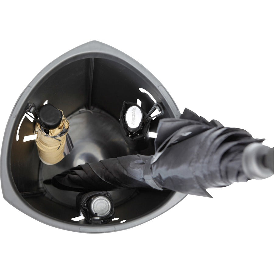 Alba Large Triangular Umbrella Stand - 25.4" Height x 6.1" Width x 13" Depth - Steel, ABS Plastic - Black - 1 Each