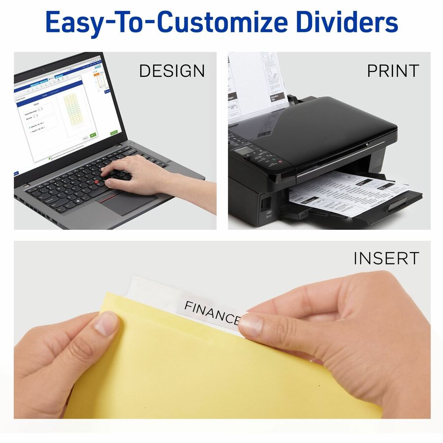 Avery Big Tab Insertable Dividers, 120 Dividers, 5 Tabs per Set, Letter Size, Buff, Clear Plastic/Paper Tabs, 3-Hole Punched, 1 Box