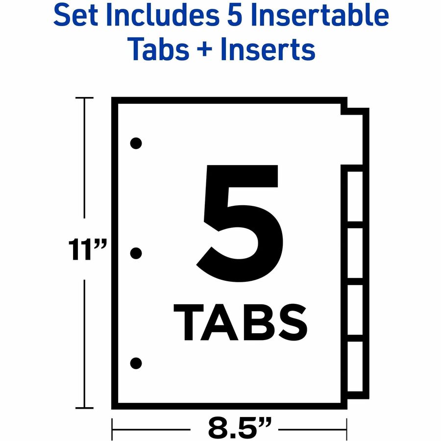 Avery Big Tab Insertable Dividers, 120 Dividers, 5 Tabs per Set, Letter Size, Buff, Clear Plastic/Paper Tabs, 3-Hole Punched, 1 Box