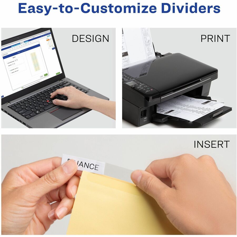 Avery Big Tab Insertable Dividers, 192 Dividers, 8 Tabs per Set, 8.5" x 11", Buff, Clear Plastic/Paper Tabs, 3-Hole Punched, 1 Box