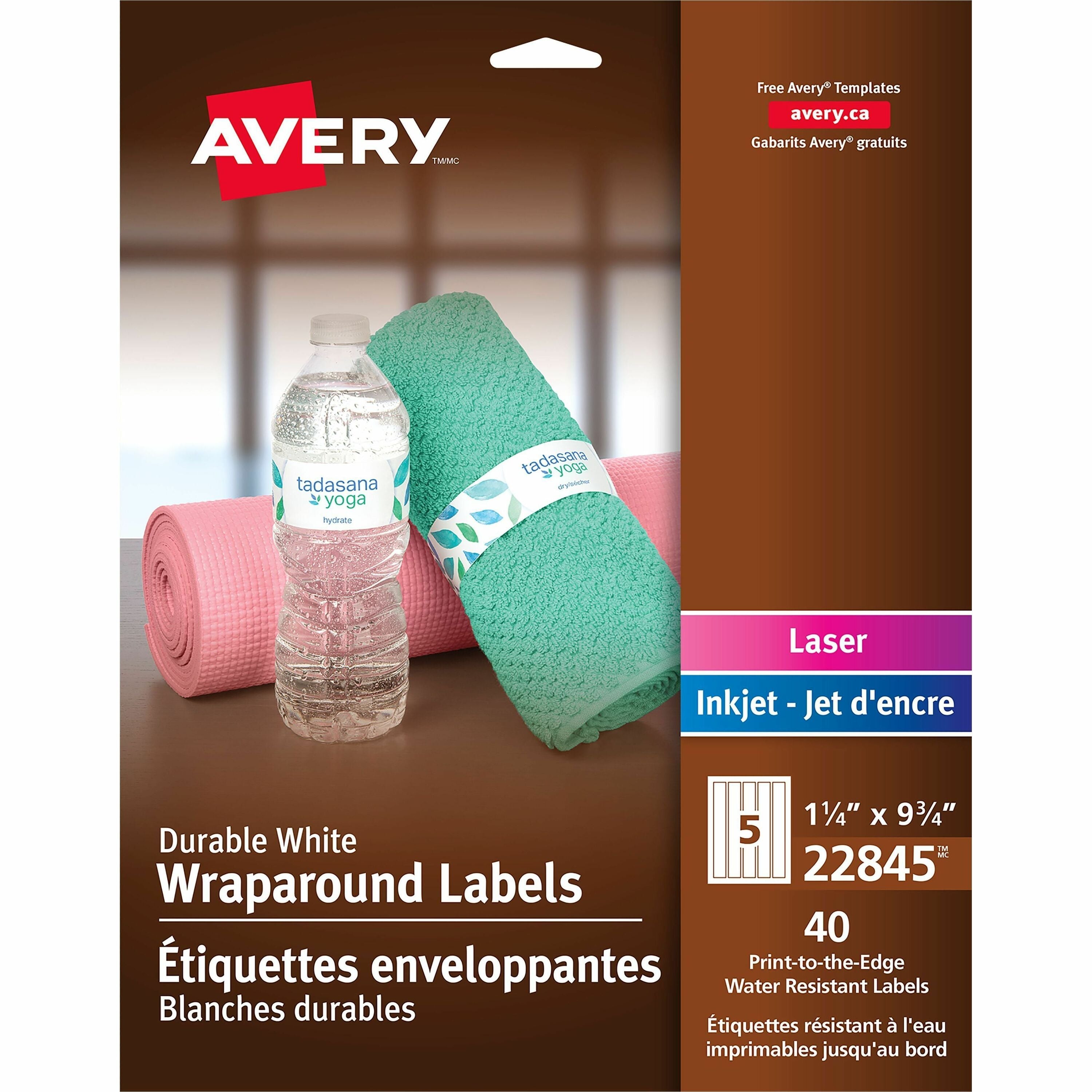 Avery&reg; Durable White Wraparound Labels9¾" x 1¼"