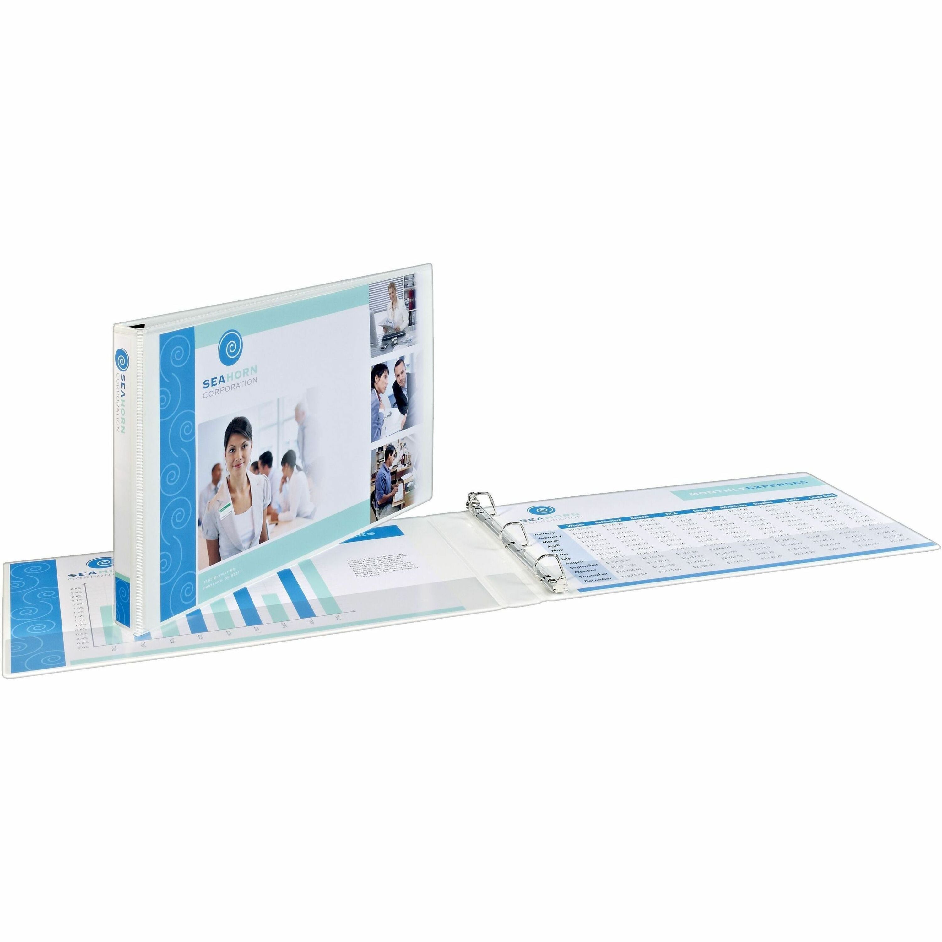 Avery&reg; Heavy-Duty View 3 Ring Binder, 2" Slant Rings, Holds 11" x 17" Paper, 1 White Binder (72126)