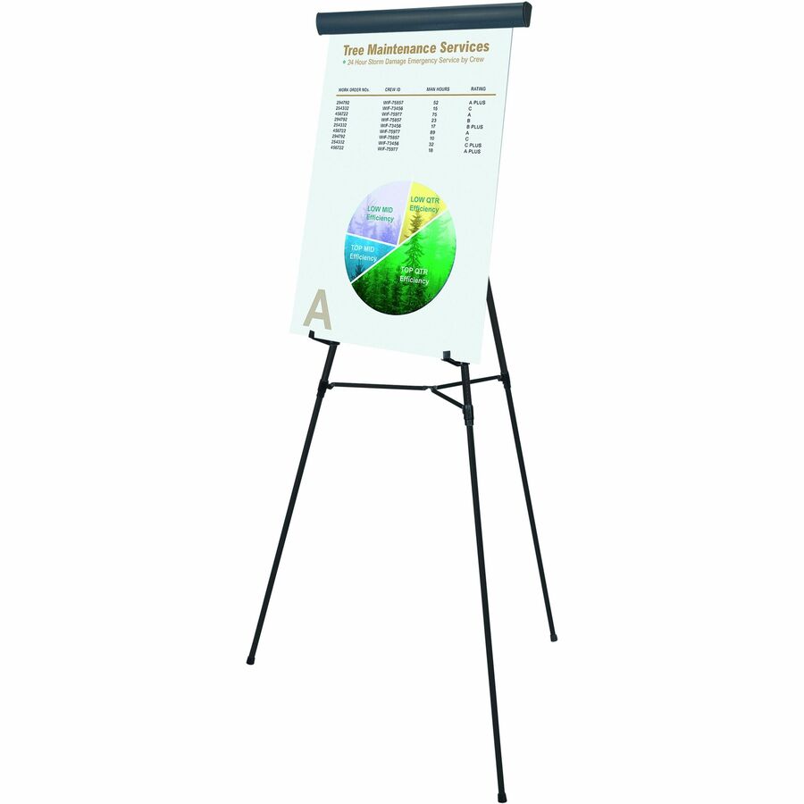 MasterVision 3-leg Display Easel - 45 lb Load Capacity - 69" Height x 28.50" Width x 34" Depth - Metal, Aluminum, Plastic, Rubber - Black