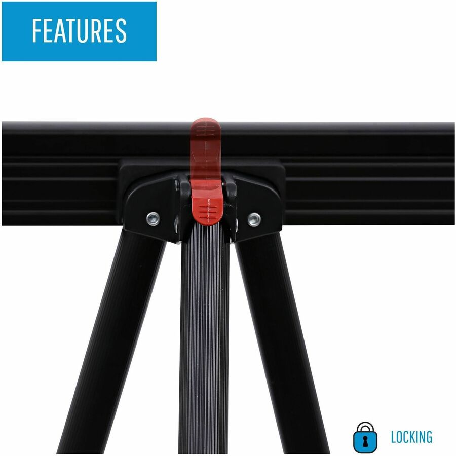 MasterVision 3-leg Display Easel - 45 lb Load Capacity - 69" Height x 28.50" Width x 34" Depth - Metal, Aluminum, Plastic, Rubber - Black