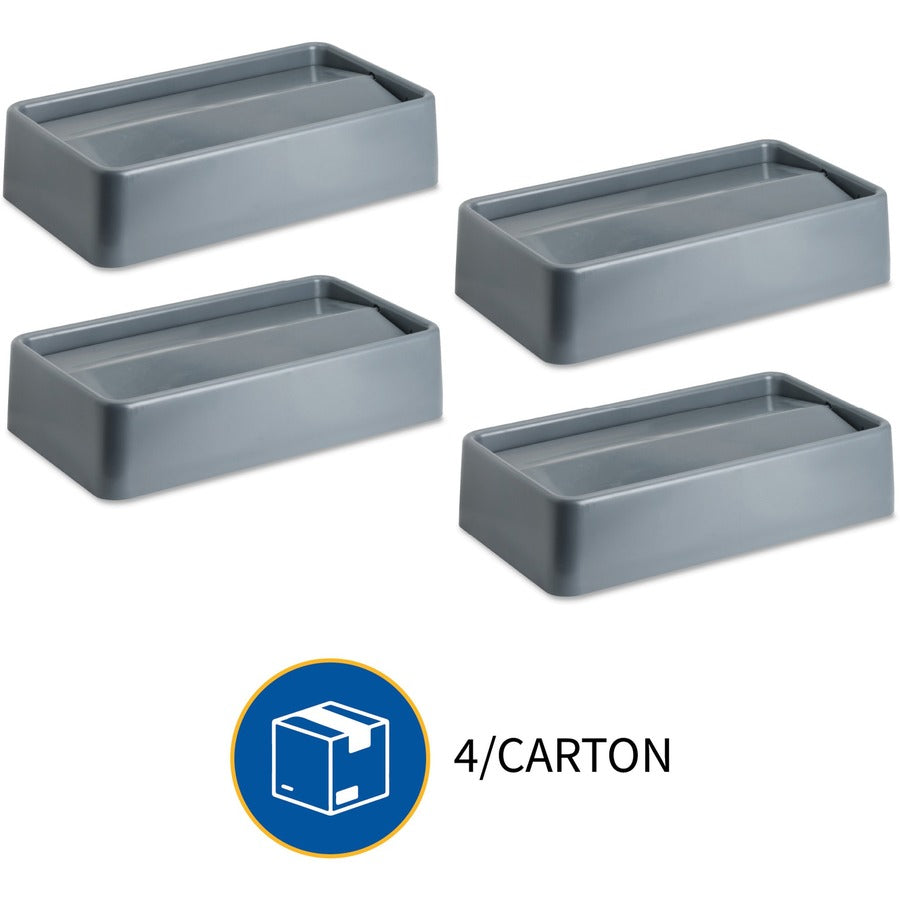 Genuine Joe Space-Saving Container Swing Lid - Rectangular - Gray - 1 Each