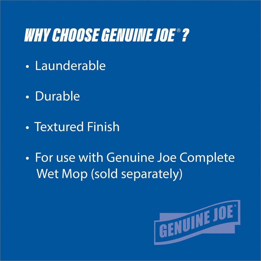 Genuine Joe Microfiber Wet Mophead Refill - Small - Launderable, Absorption - MicroFiber - Blue - 1 Each