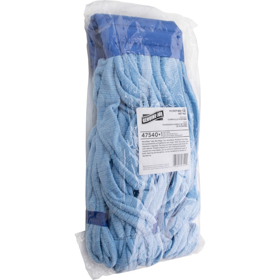 Genuine Joe Microfiber Wet Mophead Refill - Large - MicroFiber - Blue - 1 Each
