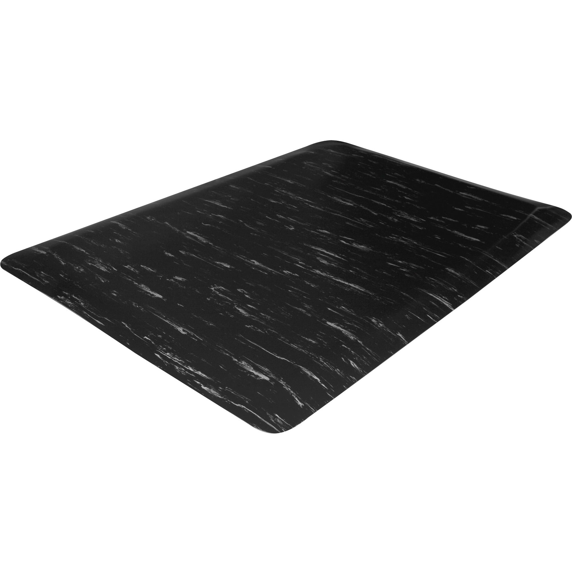 Genuine Joe Marble Top Anti-fatigue Mats - Office, Airport, Bank, Copier, Teller Station, Service Counter, Assembly Line, Industry - 24" Width x 36" Depth x 0.500" Thickness - High Density Foam (HDF) - Black Marble - 1 Each
