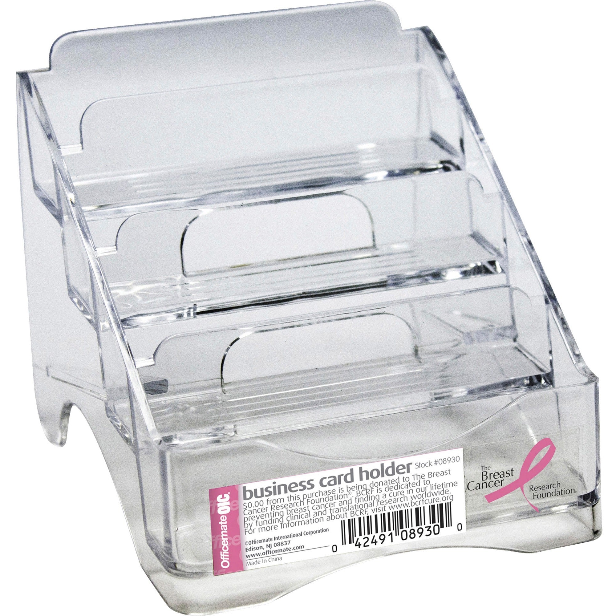 Officemate Officemate Pink Ribbon Four Tier Business Card Holder (08930)