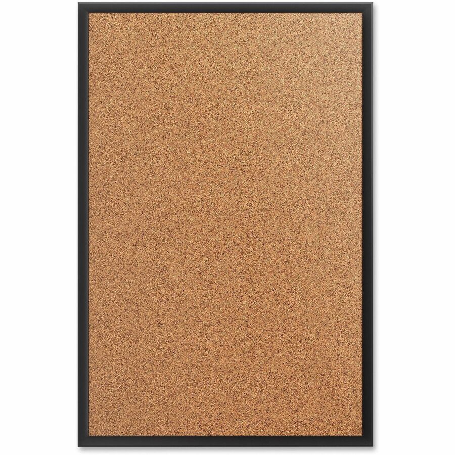 Quartet Classic Series Bulletin Board - 36" Board Height x 60" Board Width - Brown Natural Cork Surface - Self-healing, Durable, Sturdy - Black Aluminum Frame - 1 Each