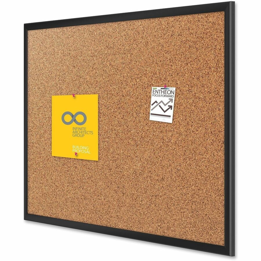 Quartet Classic Series Bulletin Board - 36" Board Height x 60" Board Width - Brown Natural Cork Surface - Self-healing, Durable, Sturdy - Black Aluminum Frame - 1 Each