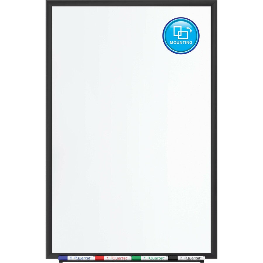 Quartet DuraMax Classic Whiteboard - 96" (8 ft) Width x 48" (4 ft) Height - White Porcelain Surface - Black Aluminum Frame - Rectangle - Horizontal/Vertical - Magnetic - 1 / Each