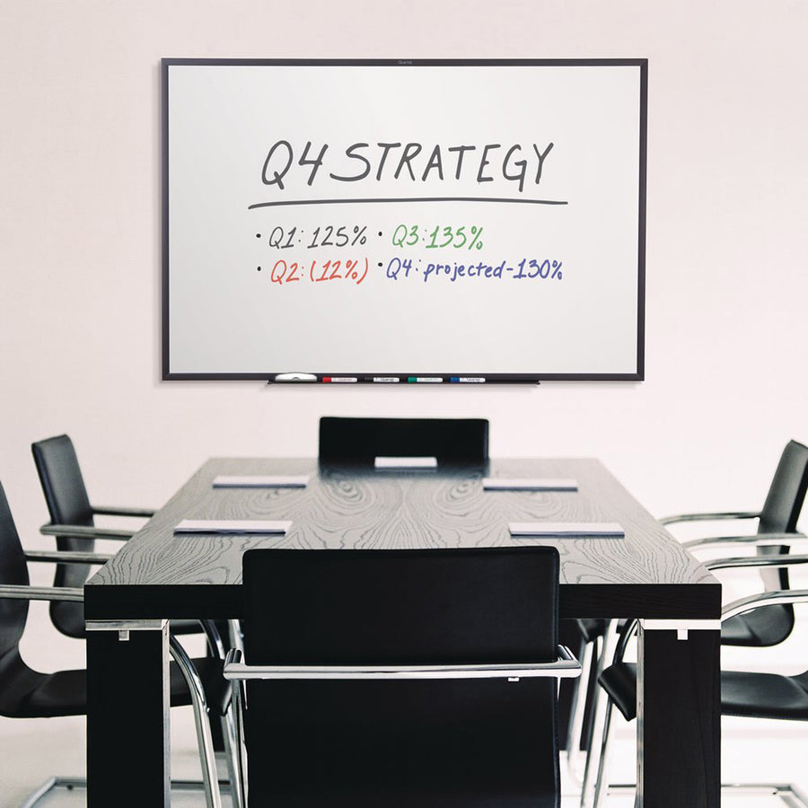 Quartet DuraMax Classic Whiteboard - 96" (8 ft) Width x 48" (4 ft) Height - White Porcelain Surface - Black Aluminum Frame - Rectangle - Horizontal/Vertical - Magnetic - 1 / Each