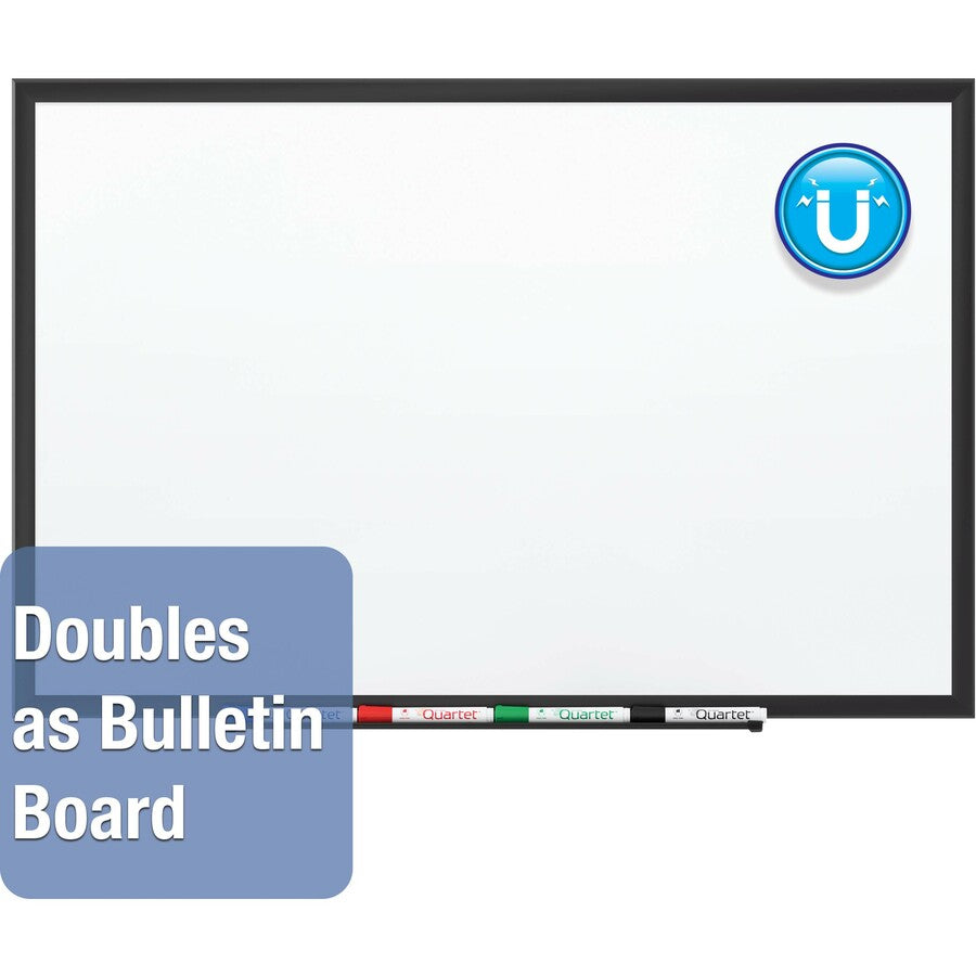 Quartet DuraMax Classic Whiteboard - 96" (8 ft) Width x 48" (4 ft) Height - White Porcelain Surface - Black Aluminum Frame - Rectangle - Horizontal/Vertical - Magnetic - 1 / Each