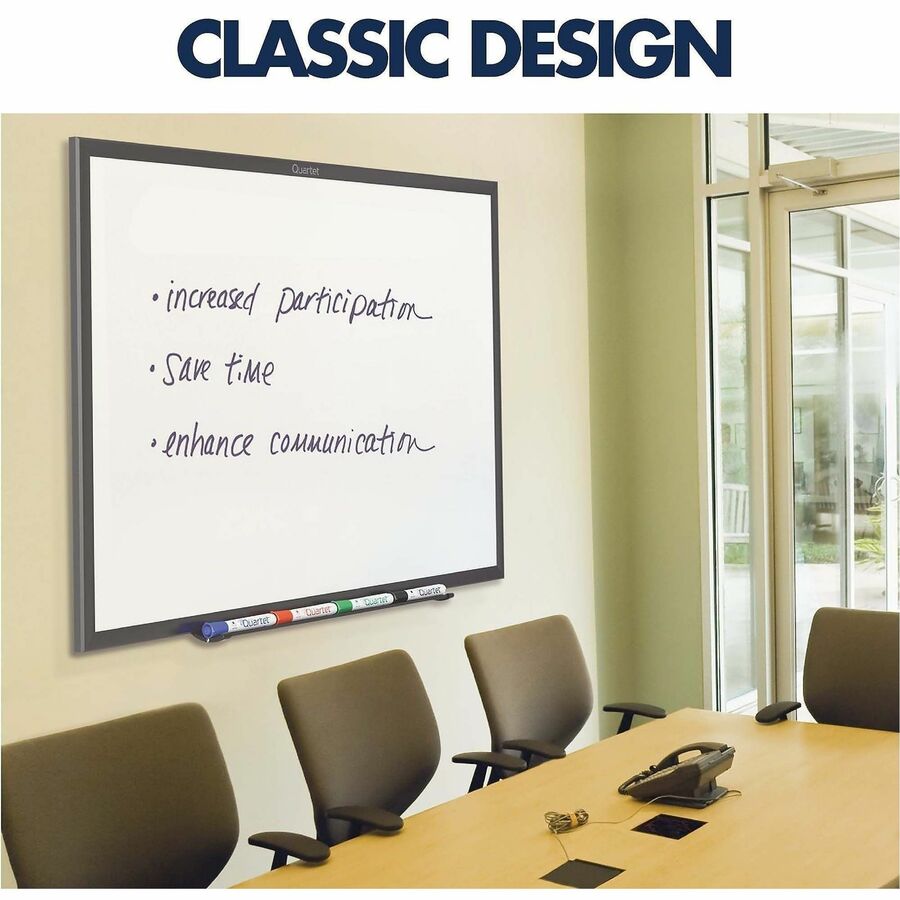 Quartet Classic Magnetic Whiteboard - 24" (2 ft) Width x 18" (1.5 ft) Height - White Painted Steel Surface - Black Aluminum Frame - Horizontal/Vertical - Magnetic - 1 Each