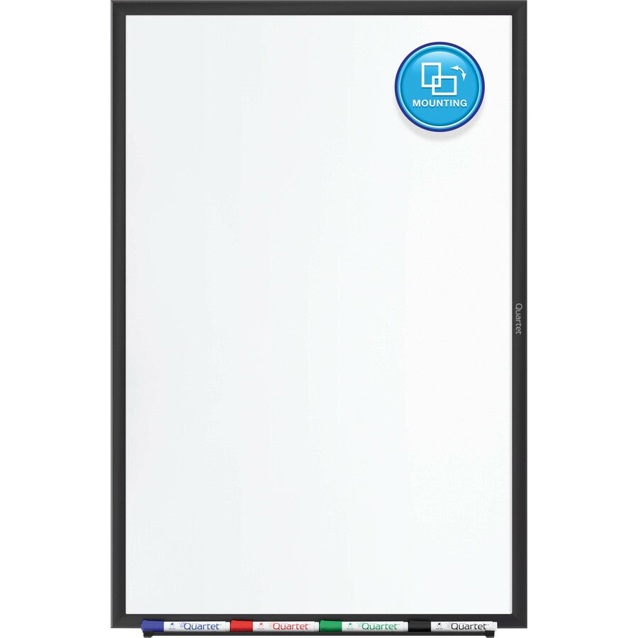 Quartet Classic Magnetic Whiteboard - 48" (4 ft) Width x 36" (3 ft) Height - White Painted Steel Surface - Black Aluminum Frame - Horizontal/Vertical - Magnetic - 1 Each