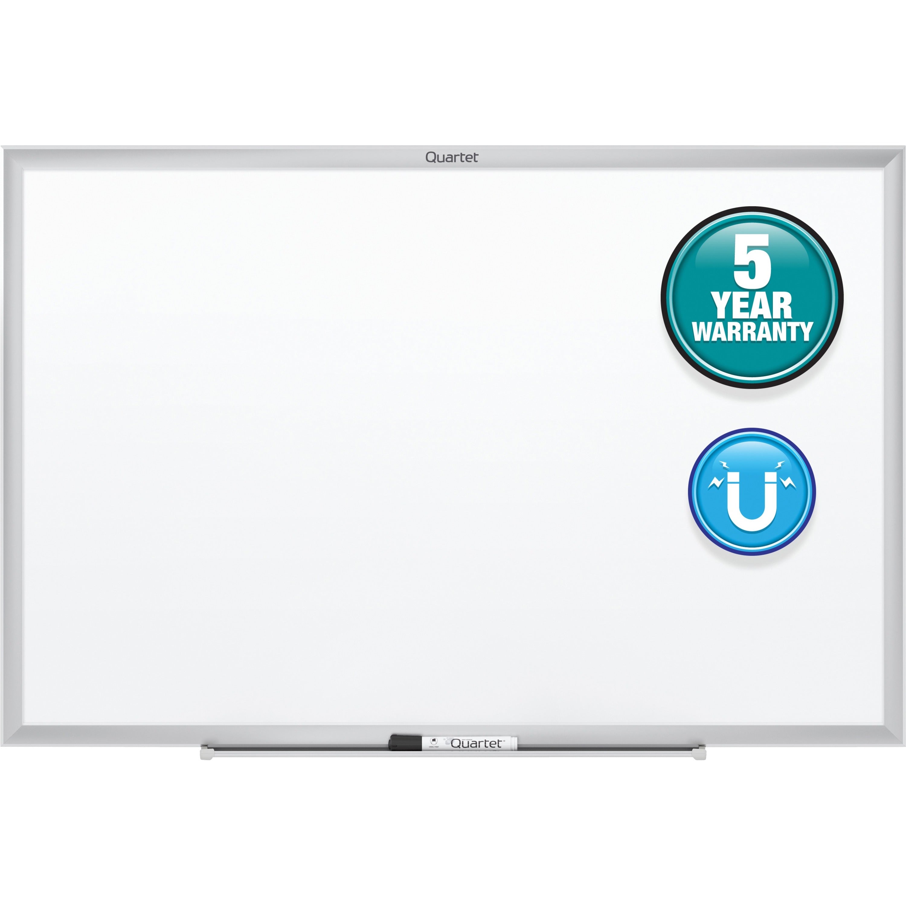Quartet Classic Magnetic Whiteboard, 60" x 36", White Painted Steel Surface, Silver Aluminum Frame, Horizontal/Vertical Mount, Magnetic, Includes 1 Board
