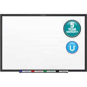 Quartet Classic Magnetic Whiteboard, 60" x 36", White Painted Steel Surface, Black Aluminum Frame, Horizontal/Vertical Mount, 1 Each