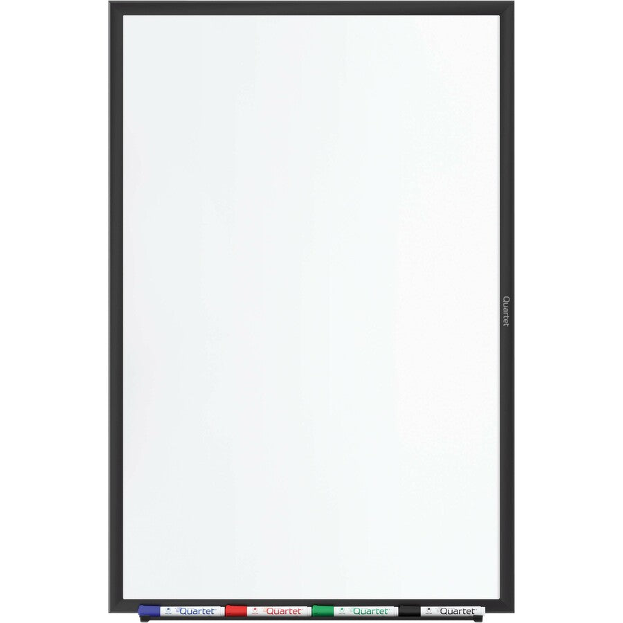 Quartet Classic Magnetic Whiteboard, 60" x 36", White Painted Steel Surface, Black Aluminum Frame, Horizontal/Vertical Mount, 1 Each