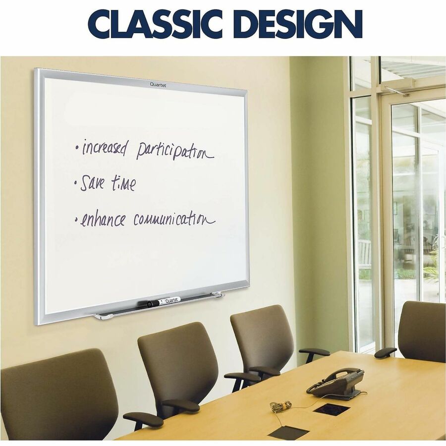 Quartet Classic Magnetic Whiteboard, 72" x 48", White Painted Steel Surface, Silver Aluminum Frame, Horizontal/Vertical Orientation, Magnetic, Includes Marker Tray and Dry Erase Marker, 1 Each
