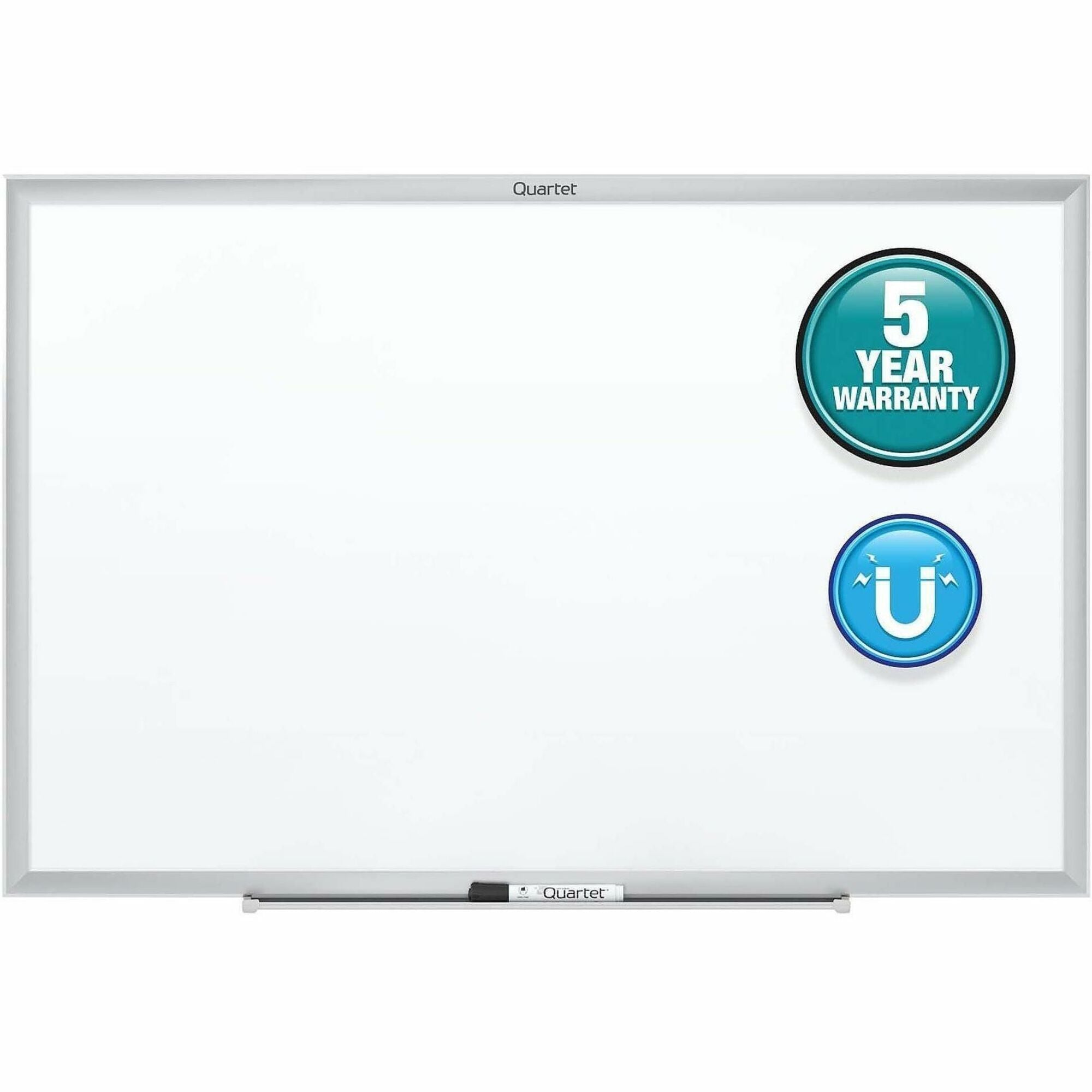 Quartet Classic Magnetic Whiteboard, 72" x 48", White Painted Steel Surface, Silver Aluminum Frame, Horizontal/Vertical Orientation, Magnetic, Includes Marker Tray and Dry Erase Marker, 1 Each