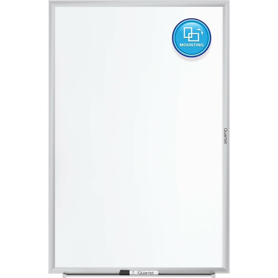 Quartet Classic Magnetic Whiteboard, 96" x 48", White Painted Steel Surface, Silver Aluminum Frame, Horizontal/Vertical Orientation, Magnetic, Includes Marker Tray, Mounting Hardware, and 1 Dry Erase Marker, 1 Each