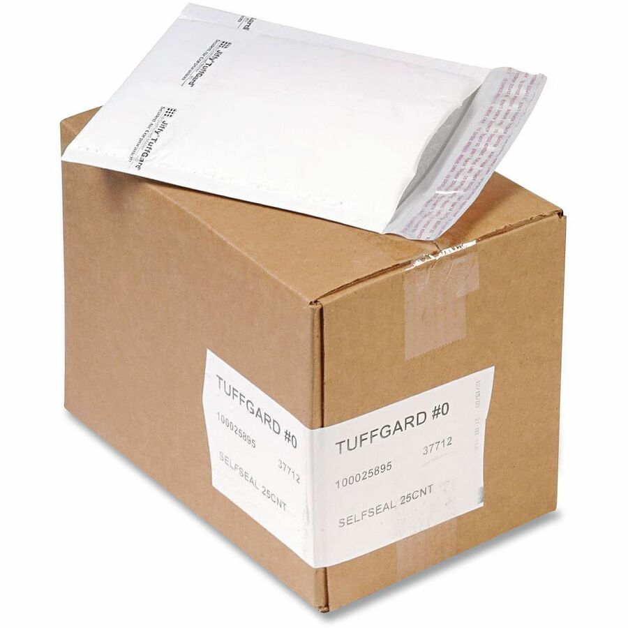 Padded - #0 - 6" Width x 10" Length - Peel & Seal - White - Kraft - 200 / Carton