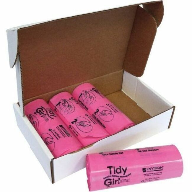 10" Length x 4" Width x 1.20 mil (30 Micron) Thickness - Pink - Plastic - Sanitary - Recycled - 1 Box