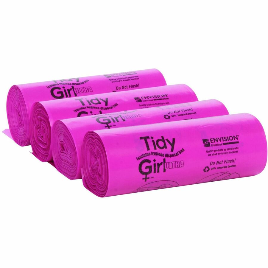 10" Length x 4" Width x 1.20 mil (30 Micron) Thickness - Pink - Plastic - Sanitary - Recycled - 1 Box