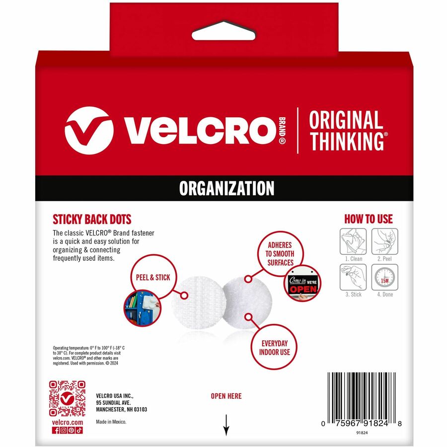 0.75" Diameter - White - For Sign, Poster, Wall, Plastic, Glass, Tile, Home, School - 200 / Box