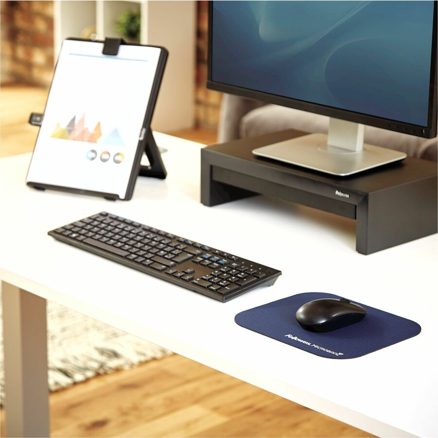 Fellowes Microban Mouse Pad - 8" Height x 9" Width x 0.13" Depth - Blue - Rubber - Wear Resistant, Tear Resistant, Skid Proof - 1 Each