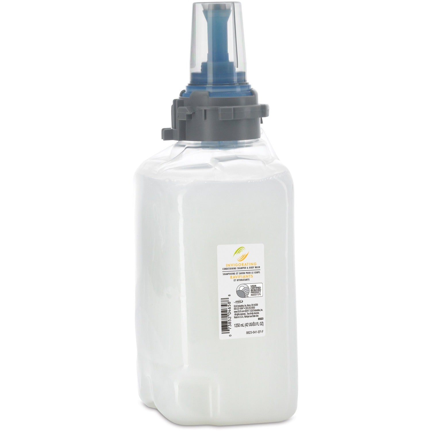 Gojo ADX-12 Invigorating Conditioning Shampoo, 42.3 fl oz (1250 mL), White/Yellow, 1 Each