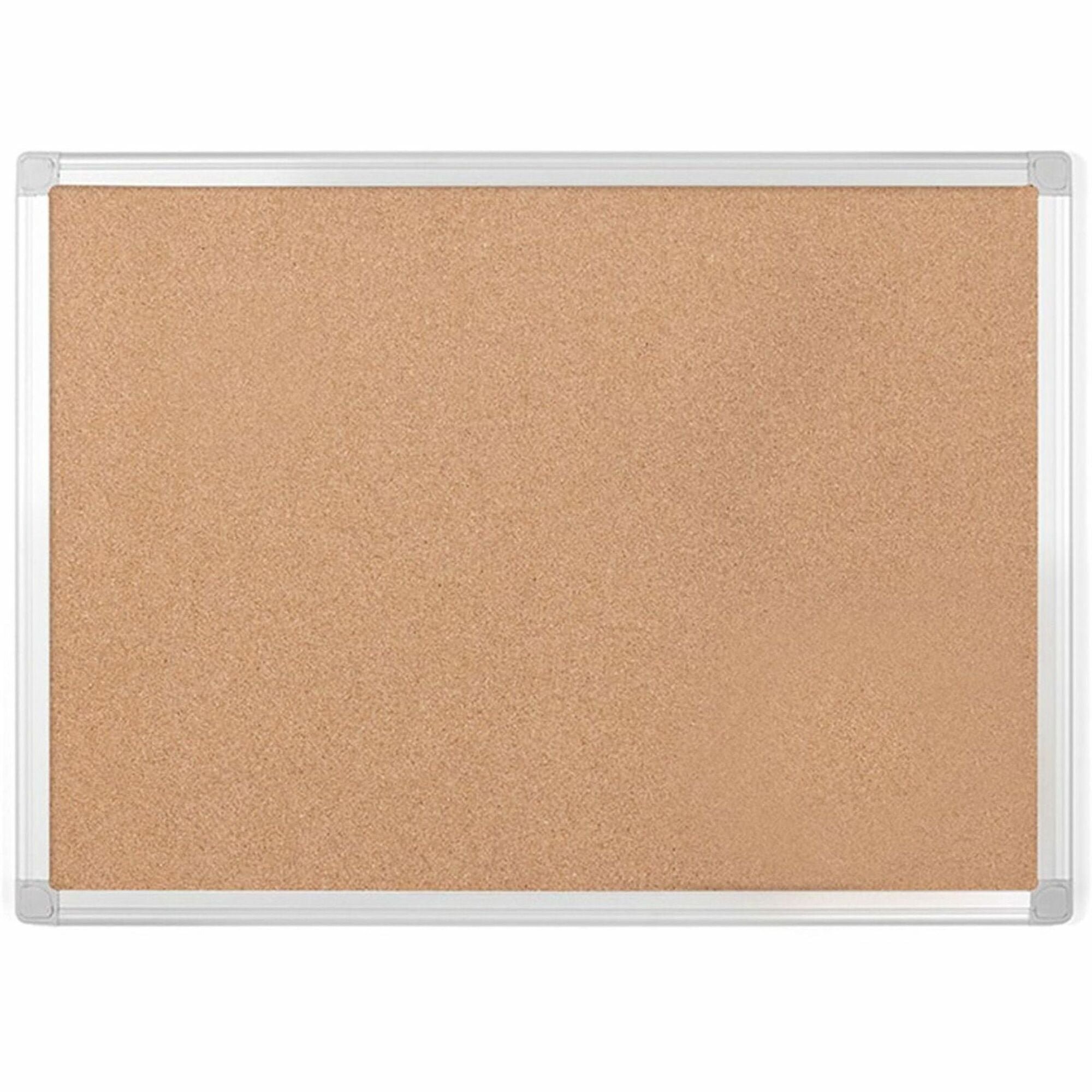 MasterVision Earth Series Recycled Cork Board, 17.72" x 23.62", Natural Cork Surface, Silver Aluminum Frame, 1 Each