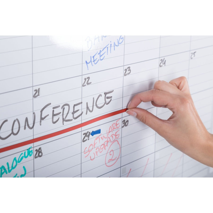 Monthly - 36" x 24" Sheet Size - White, Silver - Aluminum - Accessory Tray, Magnetic, Dry Erase Surface, Scratch Resistant, Ghost Resistant, Notes Area, Write on/Wipe off - 1 Each