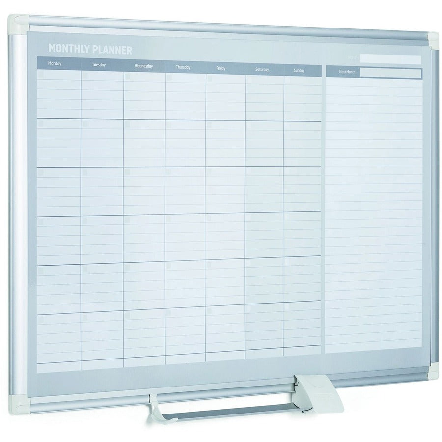 Monthly - 36" x 24" Sheet Size - White, Silver - Aluminum - Accessory Tray, Magnetic, Dry Erase Surface, Scratch Resistant, Ghost Resistant, Notes Area, Write on/Wipe off - 1 Each