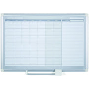 Monthly - White, Silver - Aluminum - 36" Height x 48" Width - Dry Erase Surface, Write on/Wipe off, Magnetic, Scratch Resistant, Ghost Resistant, Accessory Tray - 1 Each