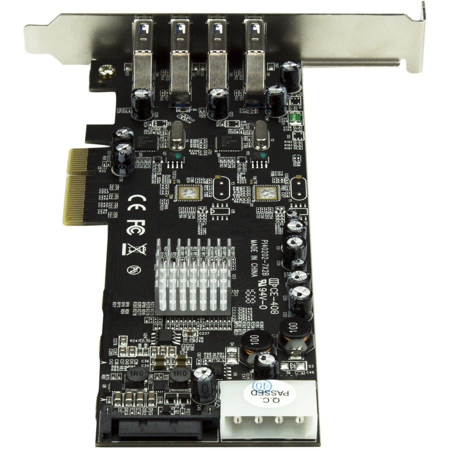 StarTech.com 4 Port PCIe USB Card, PCI Express x4, Plug-in Card, 4 USB 3.2 Gen 1 Ports, 1 SATA Port, UASP Support, Includes Low Profile Bracket, Packaged Quantity: 1