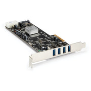 StarTech.com 4 Port PCIe USB 3.2 Gen 1 Card, PCI Express x4, Plug-in Card, 4 USB Ports, 1 SATA Port, UASP Support, Includes Low Profile Bracket, 1 Each
